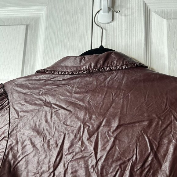 Nicholas Larisa Brown Faux Leather Button Front Midi Dress Women's Size 0 - Picture 8 of 10